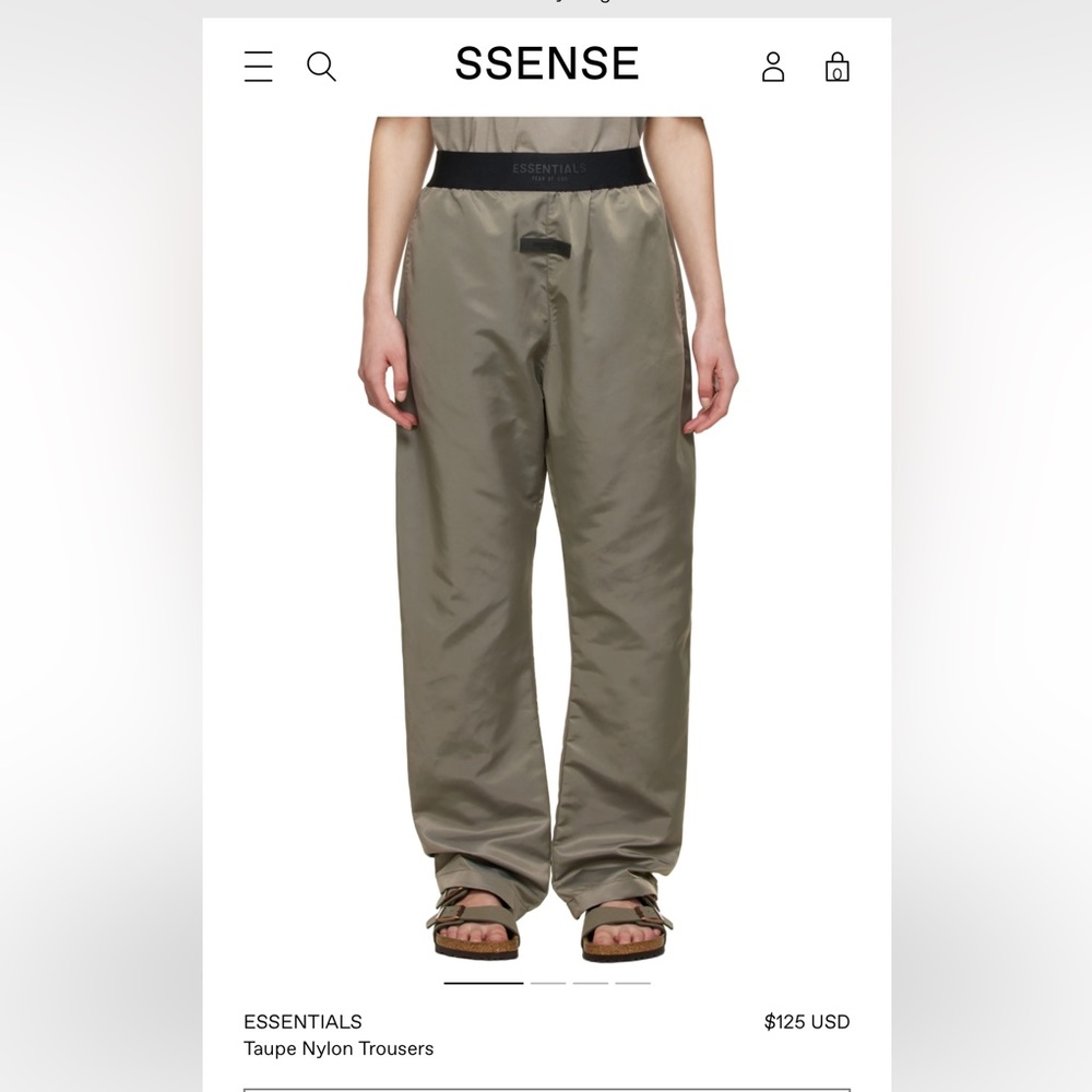 Essentials fear of god dessert taupe nylon pants